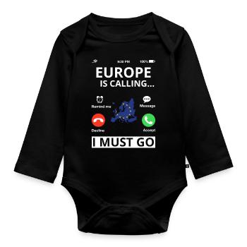 Europe Flag EU Euro European Flag - Organic Longsleeve Baby Bodysuit - black - Front