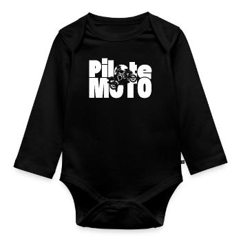 Motorcycle Rider - Organic Longsleeve Baby Bodysuit - black - Front