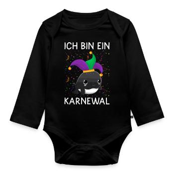Ich bin ein Karnewal Karneval Fasching Kostüm - Baby Bio-Langarm-Body - Schwarz - Vorne