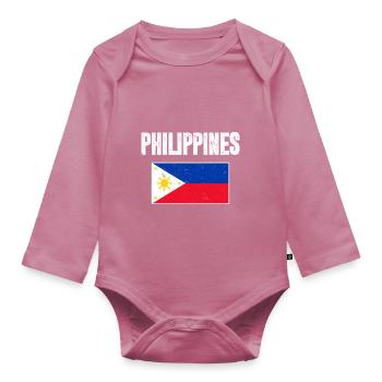 Philippines Flag Pride Philippine - Organic Longsleeve Baby Bodysuit - mauve - Front