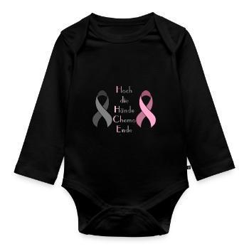 Chemo Krebstherapie Krebs Geschenk - Baby Bio-Langarm-Body - Schwarz - Vorne
