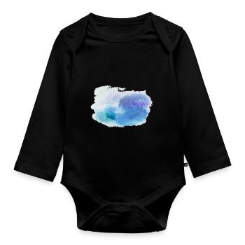 Aquarell Wasserfarben Weiß Türkis wolkig Geschenk - Baby Bio-Langarm-Body - Schwarz - Vorne