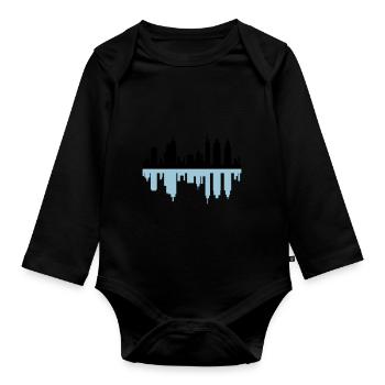 city skyline - Organic Longsleeve Baby Bodysuit - black - Front