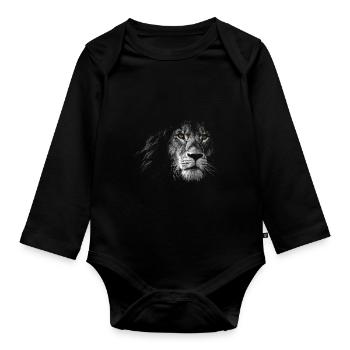 Lion - Organic Longsleeve Baby Bodysuit - black - Front