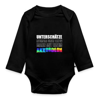 Akkordeon Ziehharmonika Instrument Musik Geschenk - Baby Bio-Langarm-Body - Schwarz - Vorne