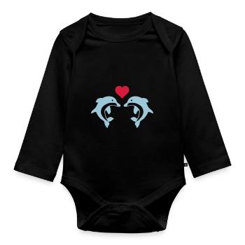 dolphin love 02 - Body Bébé bio manches longues - noir - Devant