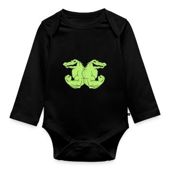 crocodiles forts 2 - Body Bébé bio manches longues - noir - Devant