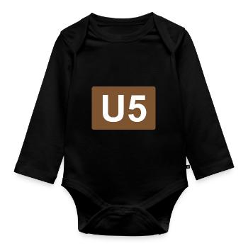 Berlin U-Bahn U5 - Baby Bio-Langarm-Body - Schwarz - Vorne