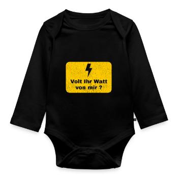 Volt Ihr Watt von mir Elektriker Geschenk - Baby Bio-Langarm-Body - Schwarz - Vorne
