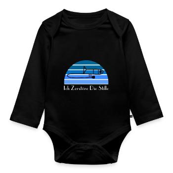Posaune Orchester Geschenk Instrument - Baby Bio-Langarm-Body - Schwarz - Vorne