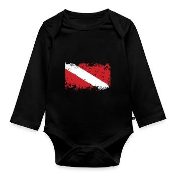 DIVE FLAG WORN Diving/Tauchen/busseig/Mergulho/ - Organic Longsleeve Baby Bodysuit - black - Front