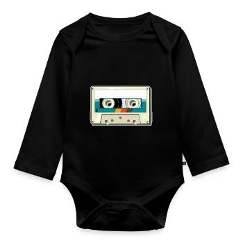Vintage Cassette - Body Bébé bio manches longues - noir - Devant
