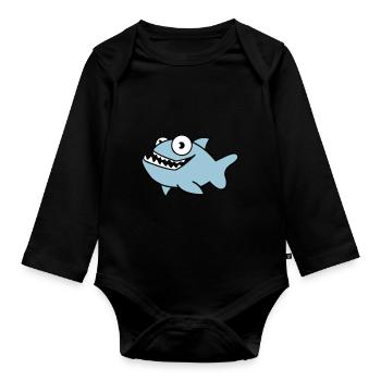 piranha 02 - Body Bébé bio manches longues - noir - Devant