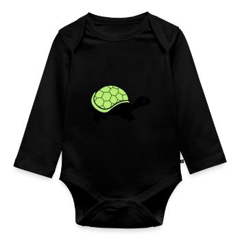 turtle - Organic Longsleeve Baby Bodysuit - black - Front