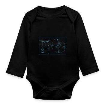 Drone Quadcopter Blueprint Drone Pilot - Organic Longsleeve Baby Bodysuit - black - Front