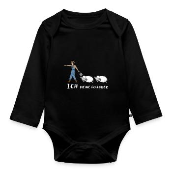 Schafe Hirte Follower Geschenk Schäfer Schafbock - Baby Bio-Langarm-Body - Schwarz - Vorne