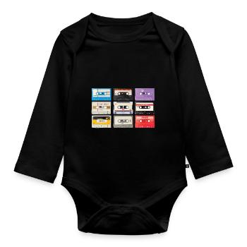 Vintage Stereo Casette Shirt BASF CHROMA Tape - Organic Longsleeve Baby Bodysuit - black - Front