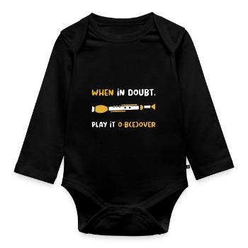 Oboe Orchester Musiker Instrument Geschenk - Baby Bio-Langarm-Body - Schwarz - Vorne