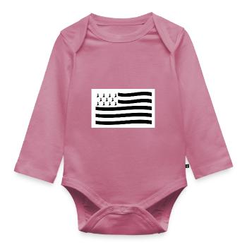 Breton flag symbol Brittany gift - Organic Longsleeve Baby Bodysuit - mauve - Front