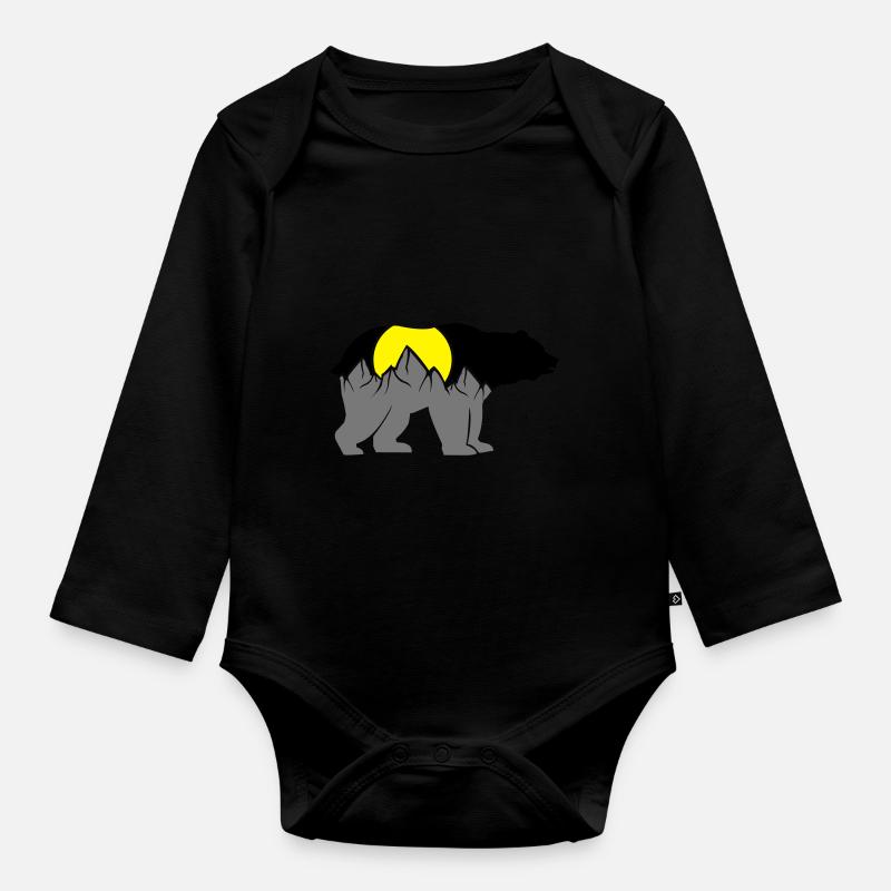 bär berge - Baby Bio-Langarm-Body - Schwarz