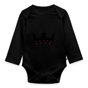 couronne - Body Bébé bio manches longues - noir - Devant
