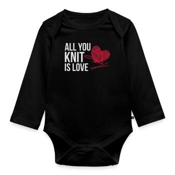 All you knit is love - knitting - Baby Bio-Langarm-Body - Schwarz - Vorne