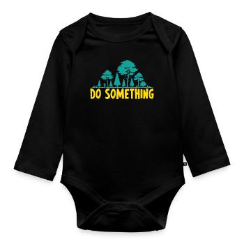 Faites quelque chose de végétalien en disant plantes-cadeaux - Body Bébé bio manches longues - noir - Devant