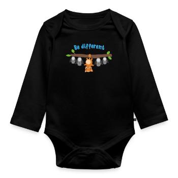 Be different Geschenk Katze Haustiere Tiere - Baby Bio-Langarm-Body - Schwarz - Vorne