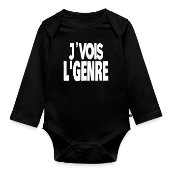 je vois le genre - Body Bébé bio manches longues - noir - Devant