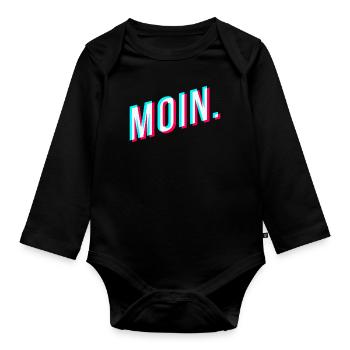 Moin. Glitcheffekt - Baby Bio-Langarm-Body - Schwarz - Vorne