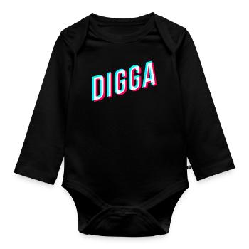 digga schriftzug tik tok style jugendsprache - Baby Bio-Langarm-Body - Schwarz - Vorne