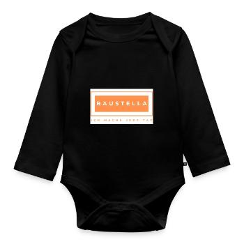 Baustelle - Baustelle - Bauarbeiter - Baby Bio-Langarm-Body - Schwarz - Vorne
