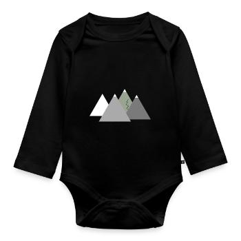 Bergpanorama, Bergwelten, Schneeberge, Berge - Baby Bio-Langarm-Body - Schwarz - Vorne