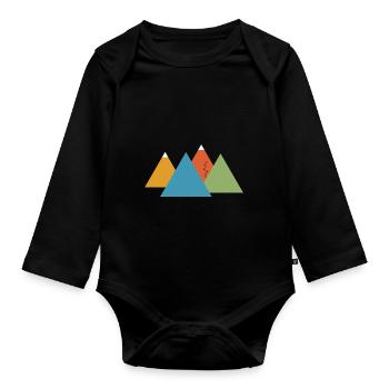 Mountain panorama, mountain worlds, snow mountains - Organic Longsleeve Baby Bodysuit - black - Front