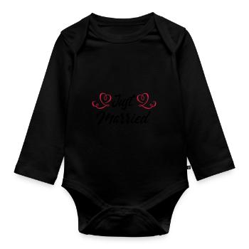 just married - Organic Longsleeve Baby Bodysuit - black - Front