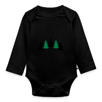 trees forest - Organic Longsleeve Baby Bodysuit - black - Front