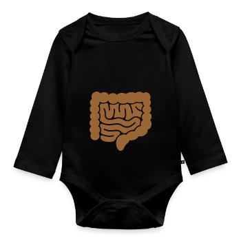 Look Ma... my intestine, route to #2 - Organic Longsleeve Baby Bodysuit - black - Front