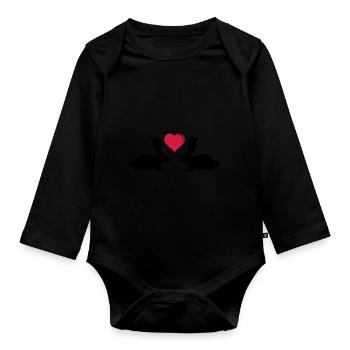 rabbits love design 2 - Organic Longsleeve Baby Bodysuit - black - Front