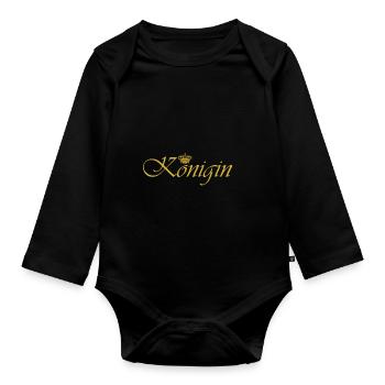Queen crown gold - Organic Longsleeve Baby Bodysuit - black - Front