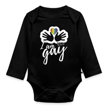 Ich bin Schwul - Baby Bio-Langarm-Body - Schwarz - Vorne