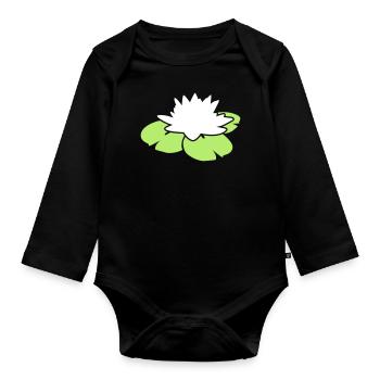 water lily - Organic Longsleeve Baby Bodysuit - black - Front