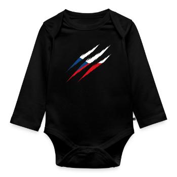 Drapeau tchèque, griffe, griffe, griffe, griffe, cz - Body Bébé bio manches longues - noir - Devant