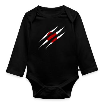 Drapeau du Japon à gratter - Body Bébé bio manches longues - noir - Devant