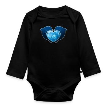 Amour de dauphin - Body Bébé bio manches longues - noir - Devant