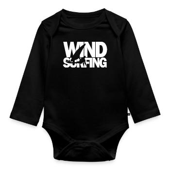 Wind surfing Geschenk Kitesurfing Surf - Baby Bio-Langarm-Body - Schwarz - Vorne