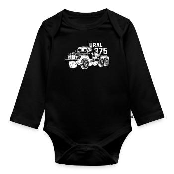 Ural 375 Fahrer sowjetische Beruf USSR - Baby Bio-Langarm-Body - Schwarz - Vorne