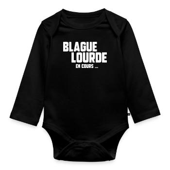 Blague lourde en cours - Body Bébé bio manches longues - noir - Devant