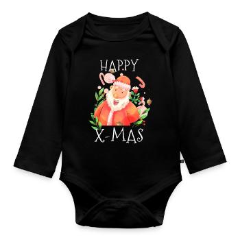 Happy Xmas - Organic Longsleeve Baby Bodysuit - black - Front