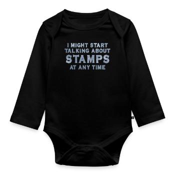 Stamp collecting - Organic Longsleeve Baby Bodysuit - black - Front