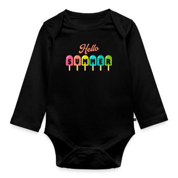 Hello Summer Popsicle | Summer Vacation Sunset - Organic Longsleeve Baby Bodysuit - black - Front
